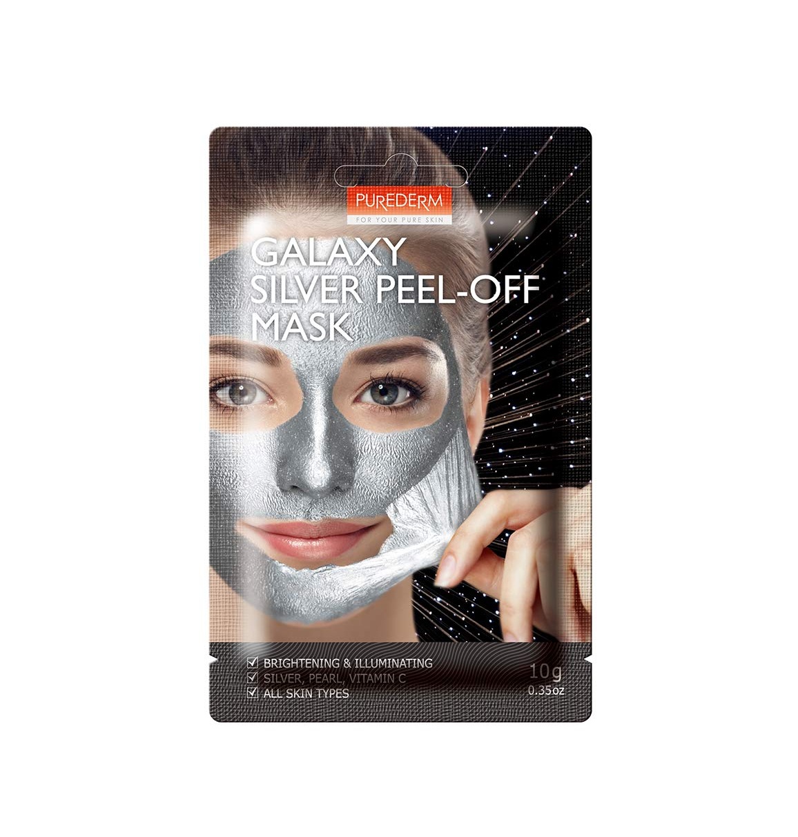 PUREDERM Galaxy Silver Peel-Off Mask 10g بيورديرم ماسك يقشر الشوائب ويمنح البشرة إشراقة وترطيبًا