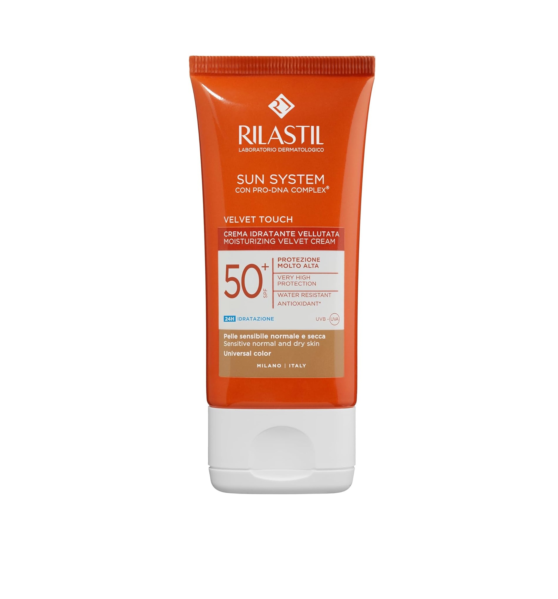 RILASTIL Sun System Velvet Touch Moisturizing Velvet Cream spf 50+ ريلاستيل كريم مرطب و واقي من اشعة الشمس للبشرة الحساسة