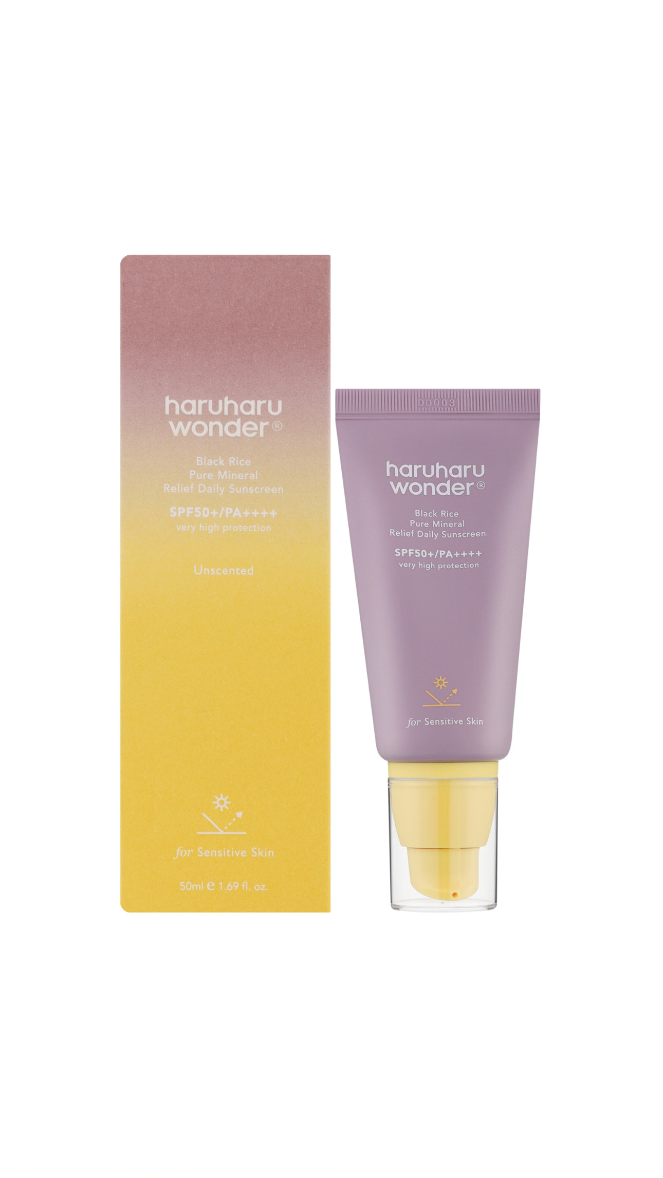 HARUHARU WONDER BLACK RICE PURE MINERAL RELIEF DAILY SUNSCREEN ( For Sensitive and irritated skin) 50ml هارو هارو وندر واقي شمس فيزيائي للبشرة الحساسة والمتهيجة 
