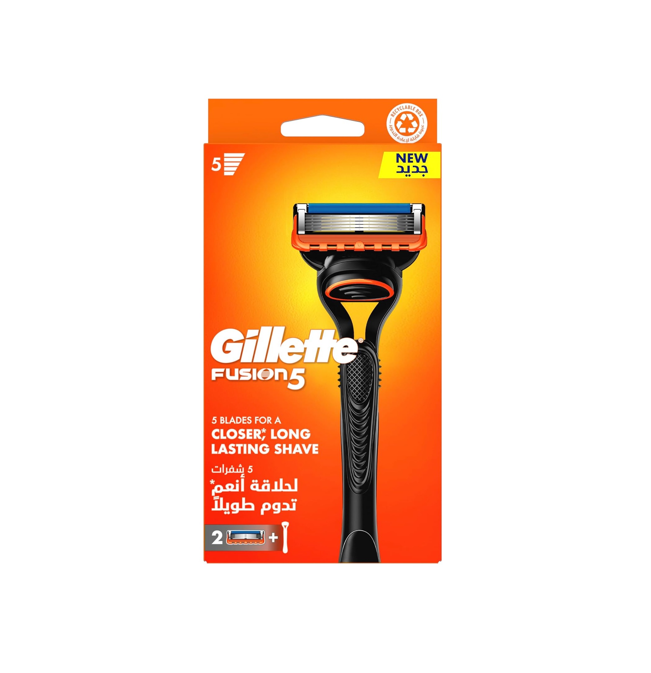 GILLETTE Fusion 5-Blades For Closer, Long Lasting Shave جيليت شفرات حلاقة تمنحك حلاقة دقيقة ومريحة