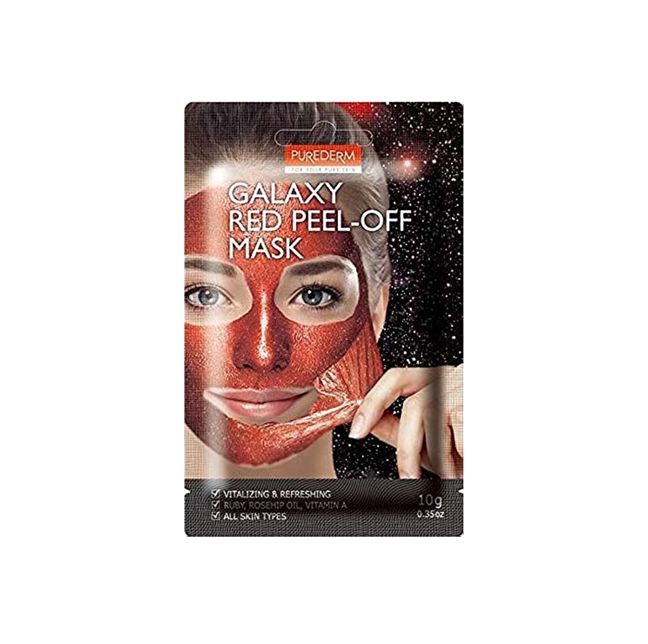 PUREDERM Galaxy Red Peel-Off Mask 10g بيورديرم ماسك يقشر البشرة، يغذيها و يمنحها إشراقة ناعمة