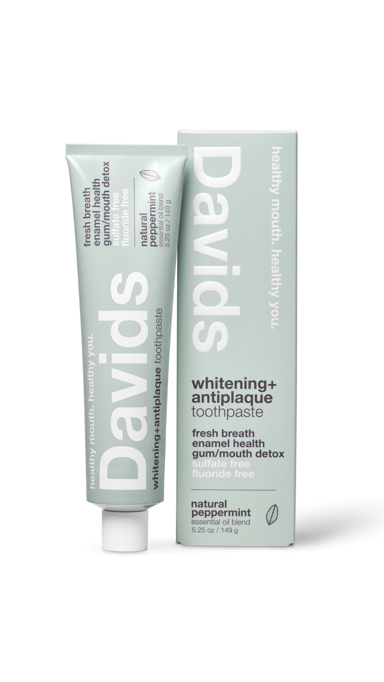 DAVIDS WHITENING + ANTIPLAQUE TOOTHPASTE (NATURAL PEPPERMINT) 149g ديڤيدز معجون منظف ومبيض للاسنان