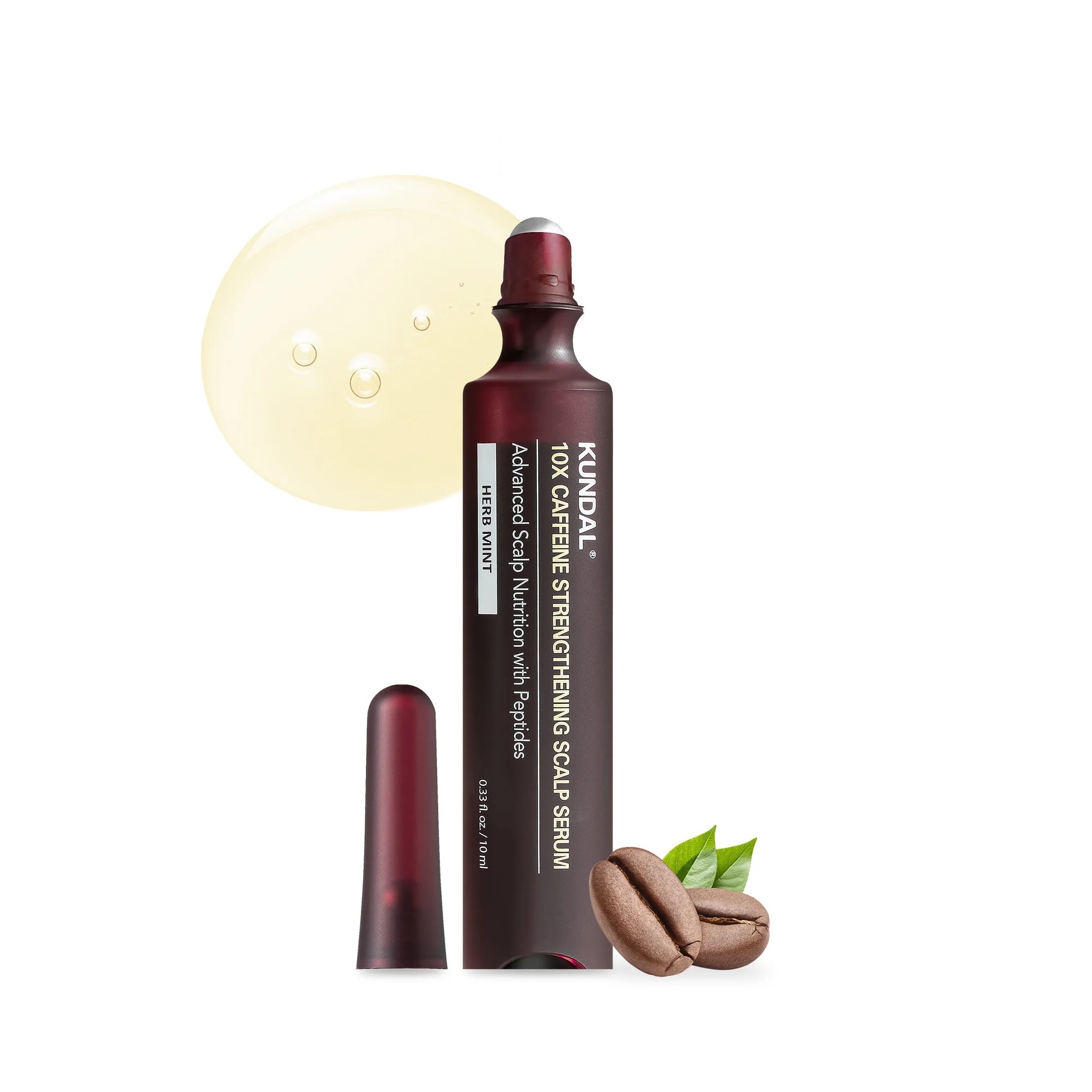 KUNDAL 10X CAFFEINE STRENGTHENING SCALP SERUM 10ml - HERB MINT  كوندال سيروم أمبول يساعد على تقليل تساقط الشعر وتقوية الجذور