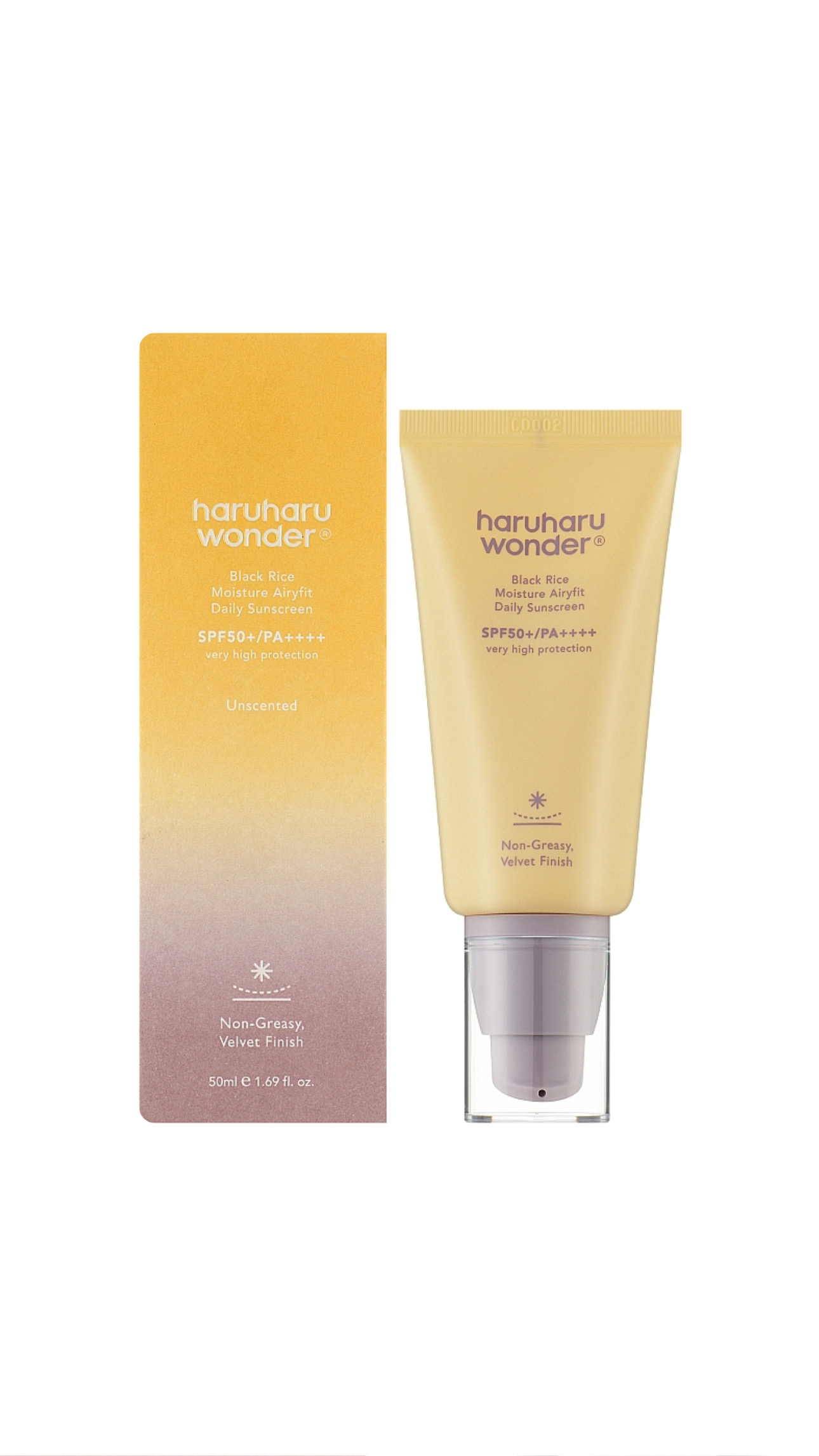 HARUHARU WONDER BLACK RICE MOISTURE AIRYFIT DAILY SUNSCREEN SPF50+ PA++++ (For All Skin Types) 50ml هارو هارو وندو واقي شمس كيميائي مناسب لجميع انواع البشرة