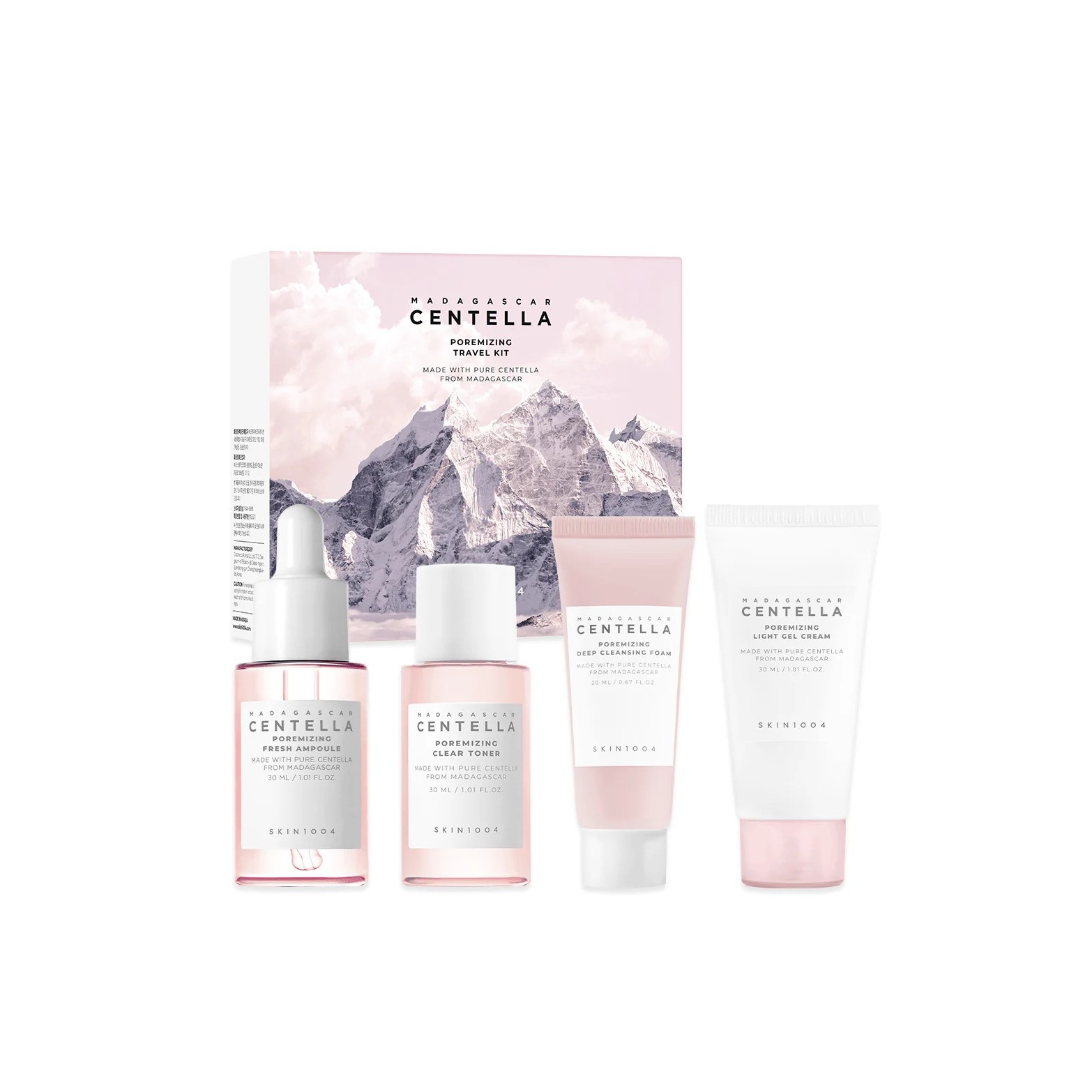 SKIN1004 Madagascar Centella Poremizing Travel Kit 4-Step Pore-Refining Essentials (30+30+30+20ml) سينتيلا مدغشقر مجموعة العناية بمسام البشرة