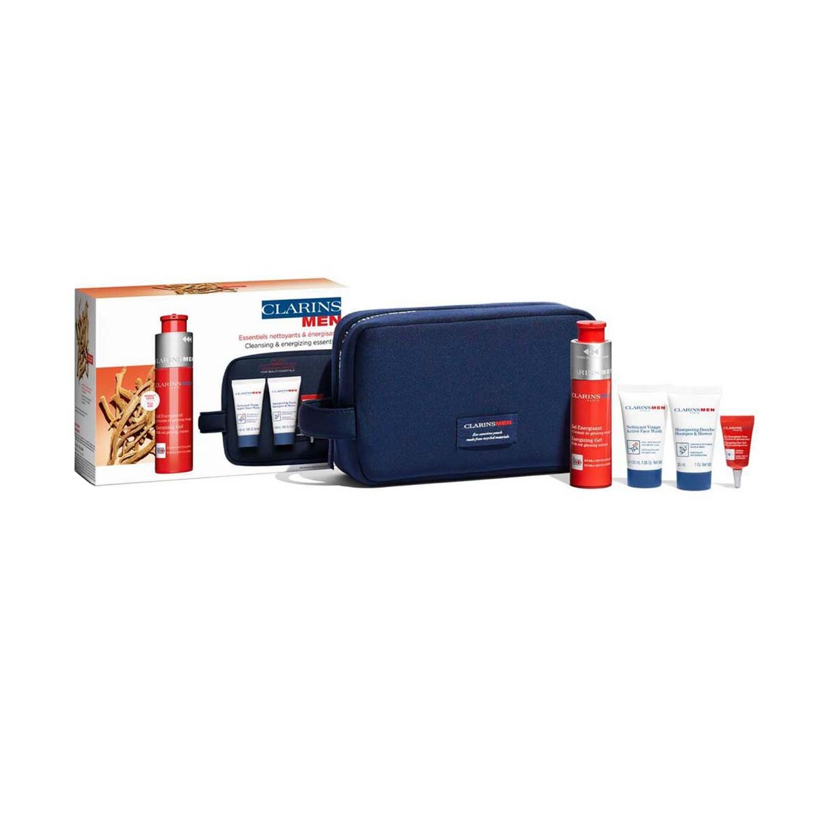 CLARINS Men Cleansing & Energizing Essentials Men Gift Set - 4 pcs كلارنس مجموعة العنايشة بالبشرة للرجال