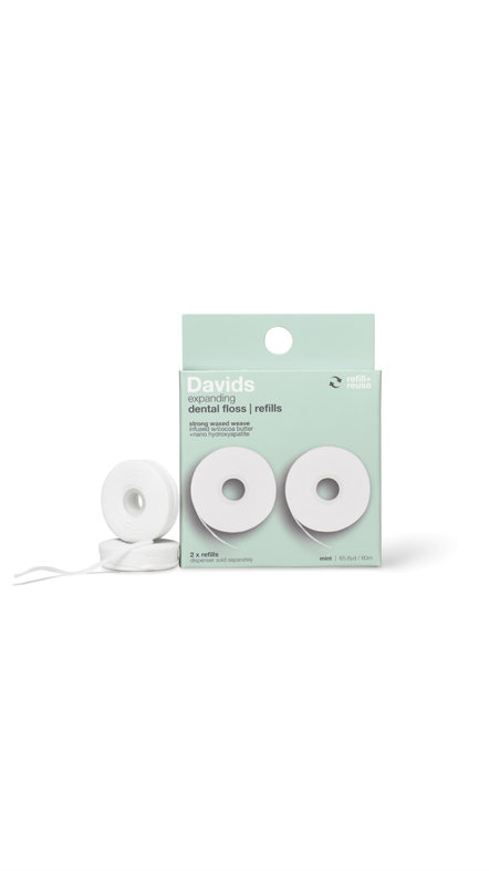 DAVIDS EXPANDING DENTAL FLOSS REFILLS 60m ديڤيدز خيط تنظيف الاسنان بنكهة النعناع (العبوات قابلة لإعادة التعبئة)