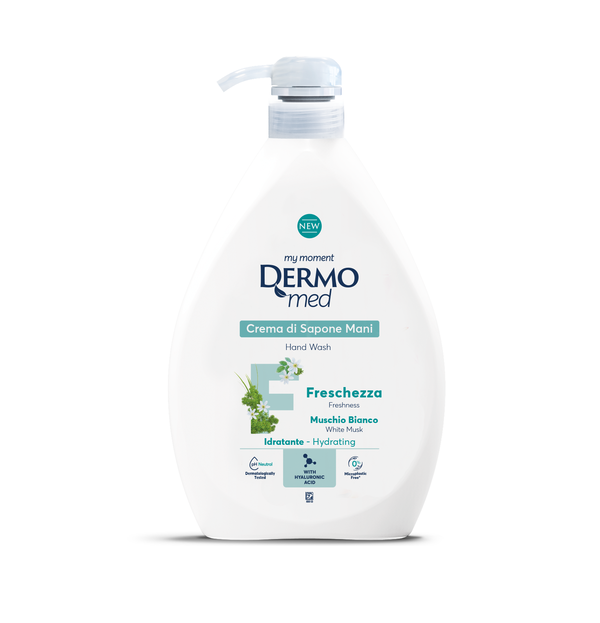 DERMOMED Crema Di Sapone Mani Hand Wash 1000ml - White Musk ديرموميد غسول اليدين السائل بالمسك الأبيض