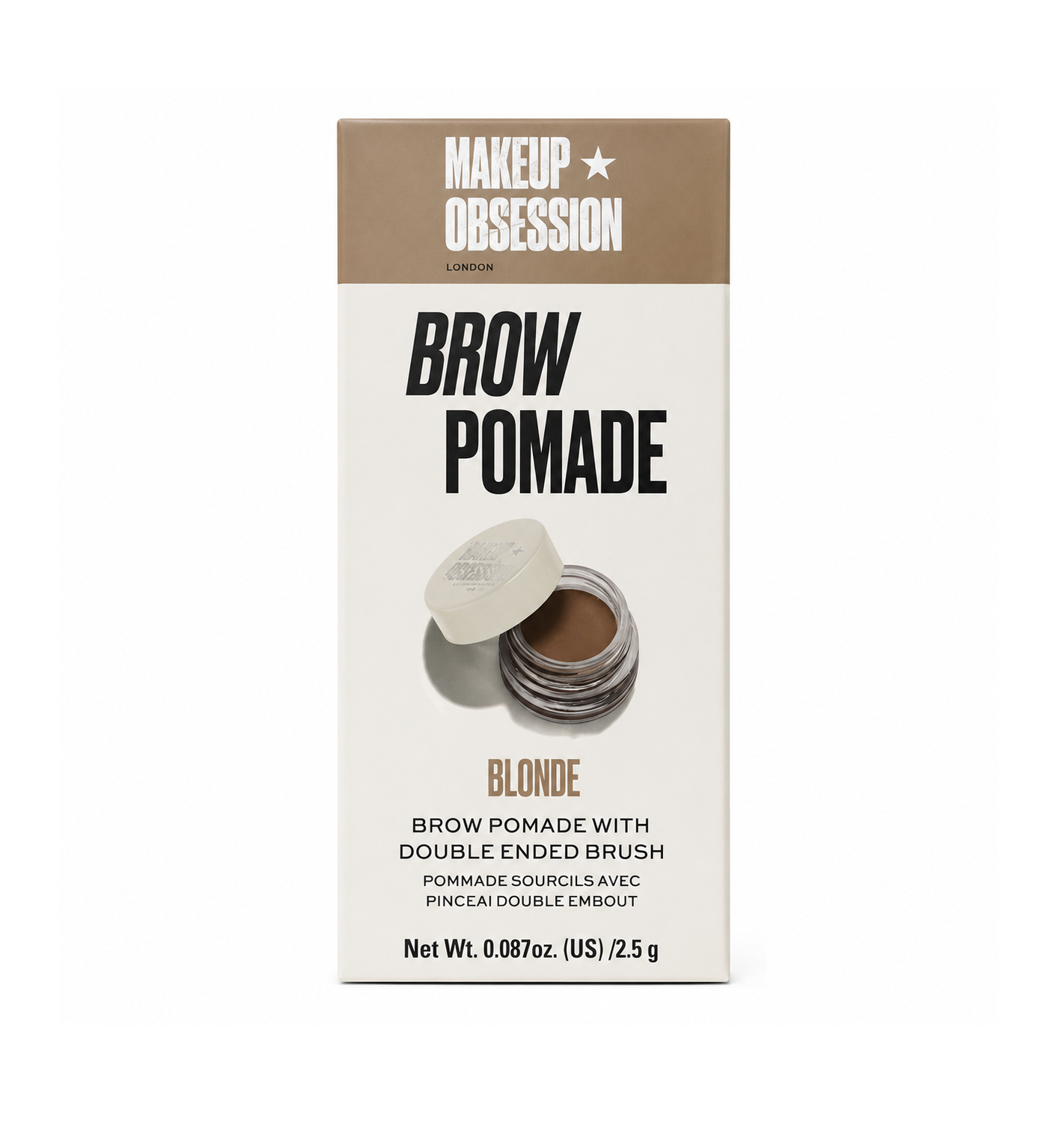 MAKEUP OBSESSION Brow Pomade With Double Ended Brush - blond ميكاب اوبسيشن جل حواجب كريمي يملأ الفراغات، يجف سريعاً، ويدوم طوال اليوم