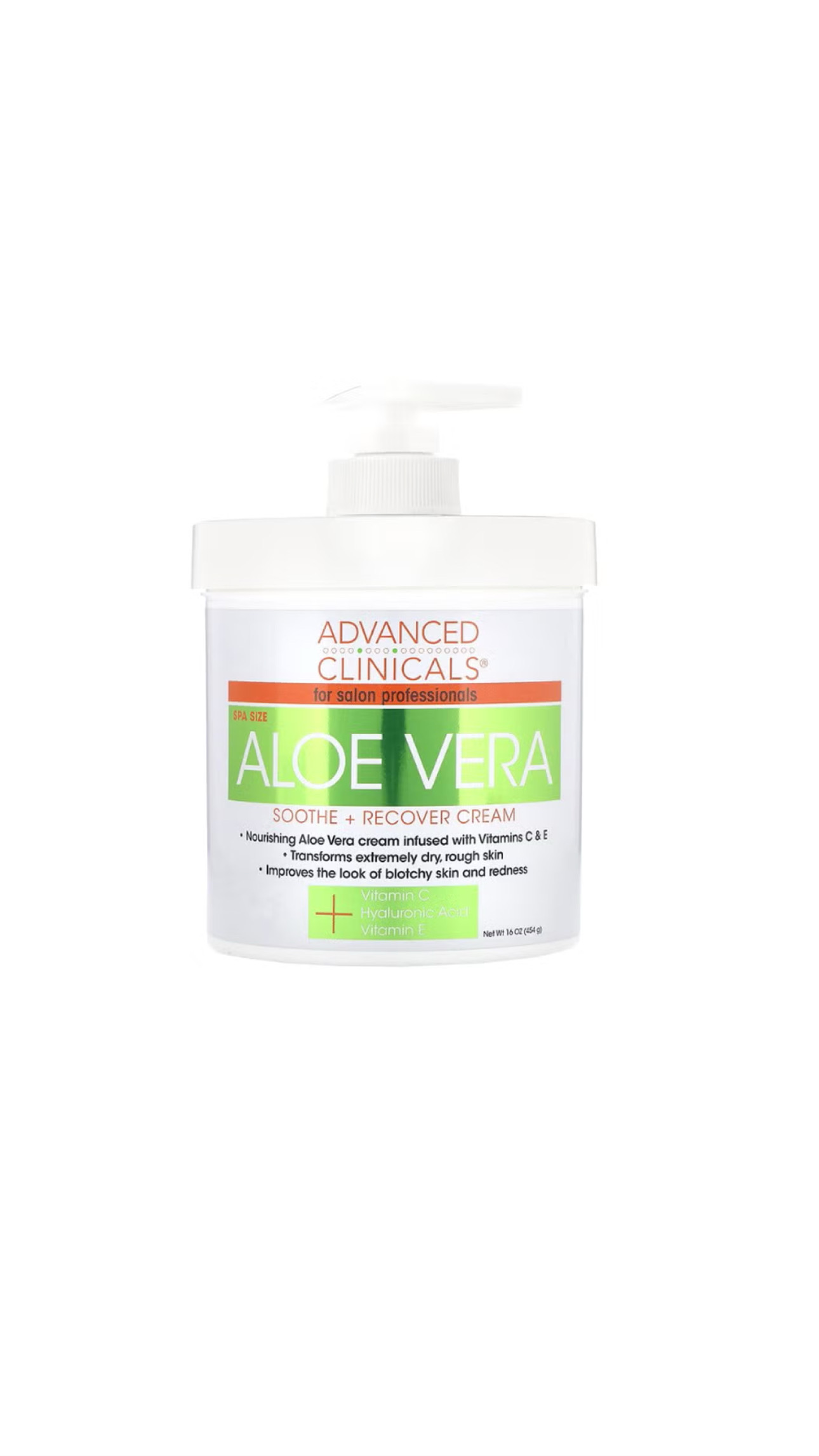 ADVANCED CLINICALS ALOE VERA SOOTHE + RECOVER CREAM 454g أدفانسد كلينيكالز كريم مهدئ للبشرة الجافة والمتهيجة بخلاصة الالوفيرا