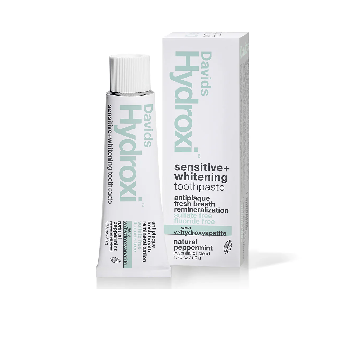 DAVIDS Hydroxi Sensitive + Whitening Toothpaste With Natural Peppermint 50g ديفيدز معجون للأسنان الحساسة مع توفير تبييض فعّال وحماية للأسنان