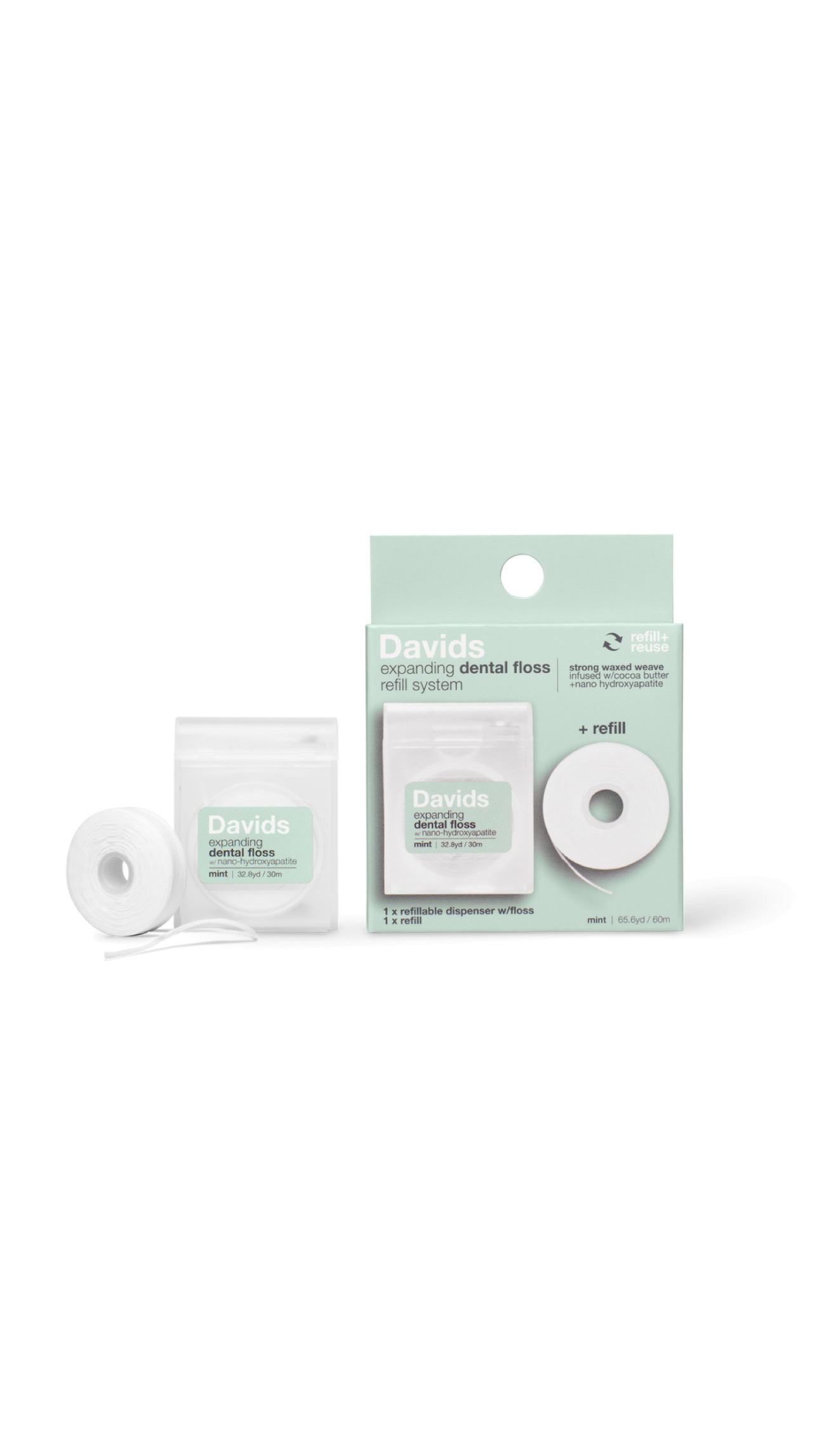 DAVIDS EXPANDING DENTAL FLOSS REFILL SYSTEM 60m ديڤيدز خيط تنظيف الاسنان (بعبوة قابلة لإعادة التعبئة)