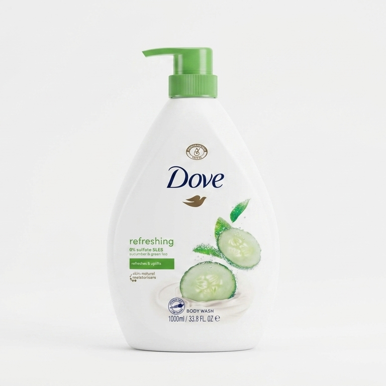 DOVE Refreshing Body Wash With Cucumber And Green Tea 1000ml دوف غسول جسم منعش بالخيار والشاي الأخضر يرطب وينعش البشرة