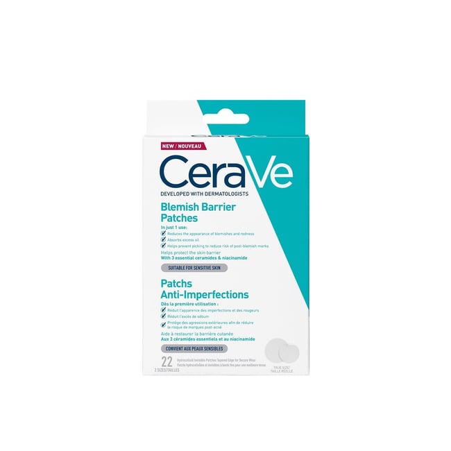 CERAVE BLEMISH BARRIER PATCHES 22 Patches سيراڤي لاصقات هيدروكولويد المعالجة لحبوب البشرة