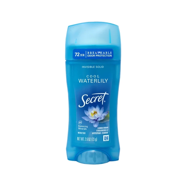 SECRET FRESH INVISIBLE SOLID ANTIPERSPIRANT DEODORANT COOL WATERLILY 73g سيكرت صابون مضاد ومزيل تعرق