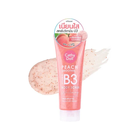 CATHY DOLL PEACH SMOOTHIE VITAMIN B3 BODY SCRUB WHITENING كاثي دول سكراب مقشر للجسم بخلاصة الخوخ 