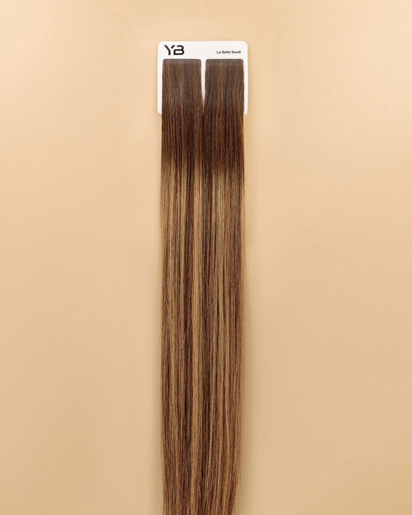 YOUMI BEAUTY La Belle Saudi – Tape-In Hair Extension 50g 55cm - New يومي بيوتي اكستينشن شعر بدرجة بني داكن