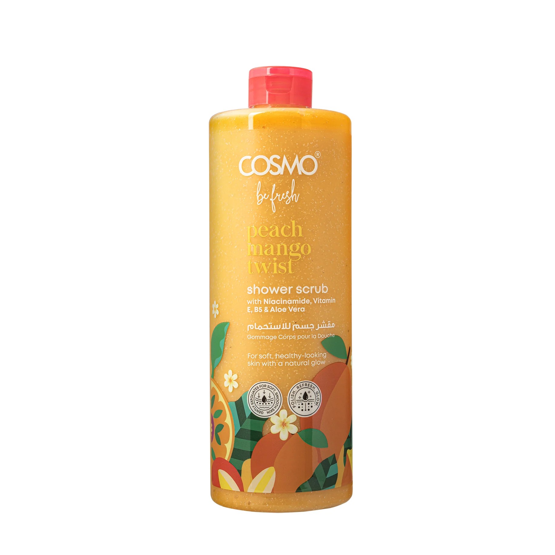 COSMO Be Peach Mango Twist Shower Scrub 1000ML كوزمو مقشر جسم للاستحمام بالخوخ والمانجو