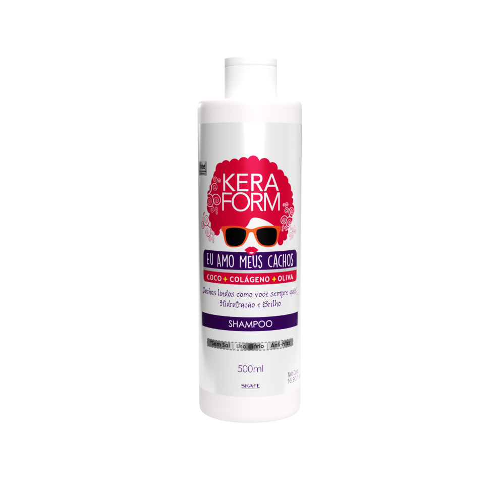 SKAFE KERAFORM Eu Amo Meus Cachos Shampoo 500ml كيرافورم شامبو يغذي ويرطب الشعر المجعد بمكونات طبيعية