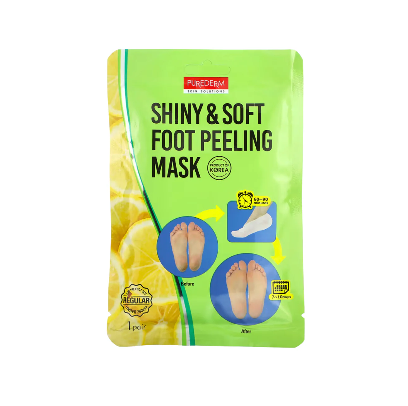 PUREDERM Shiny & Soft Foot Peeling Mask بيورديرم قناع تقشير القدمين يزيل الجلد الميت