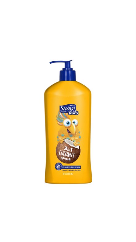 SUAVE KIDS COCONUT SPLASH 3-IN-1 SHAMPOO & CONDITIONER & BODY WASH 532ML سواف شامبو للاطفال متعدد  الاستخدامات