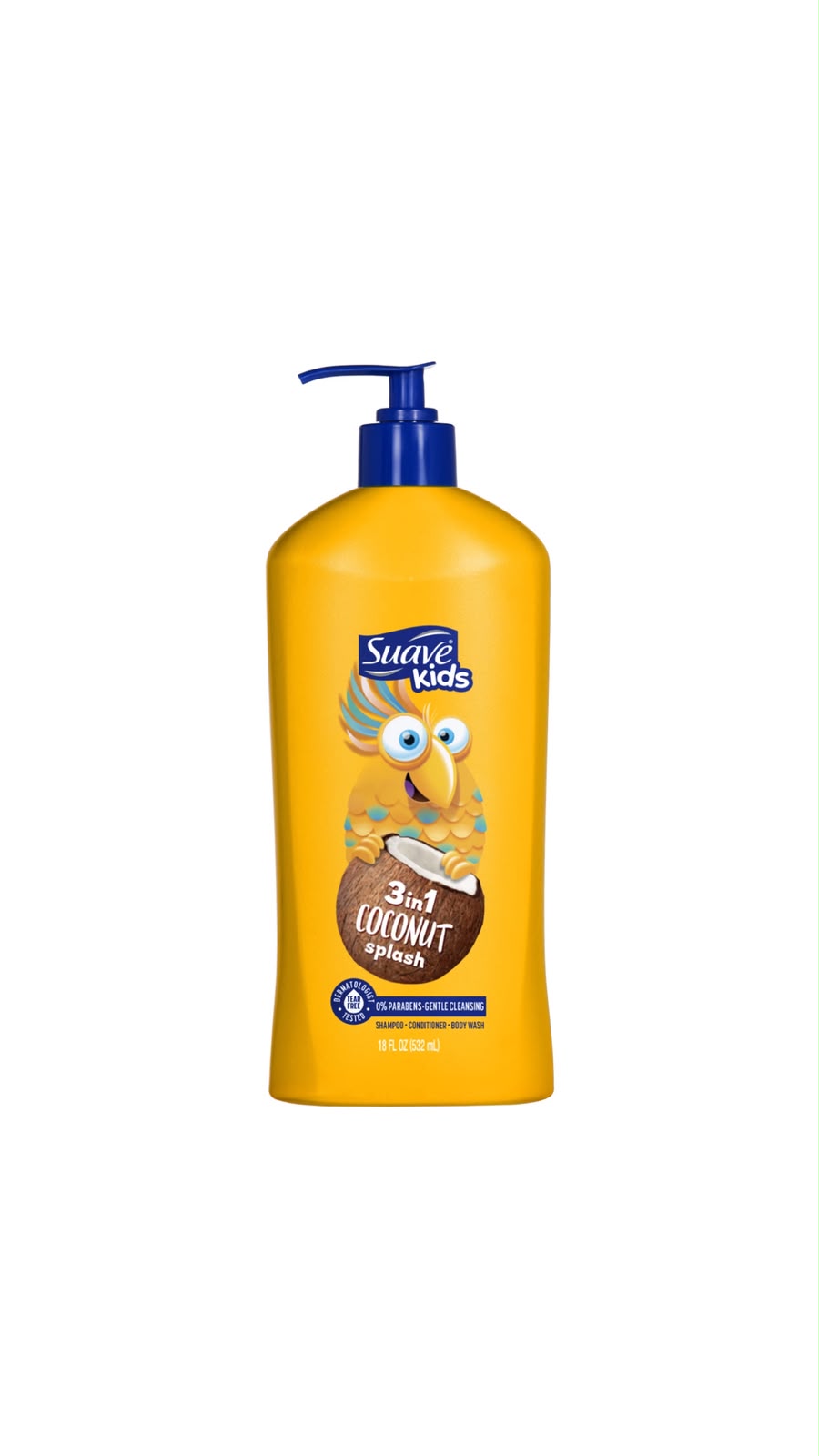SUAVE KIDS COCONUT SPLASH 3-IN-1 SHAMPOO & CONDITIONER & BODY WASH 532ML سواف شامبو للاطفال متعدد الاستخدامات