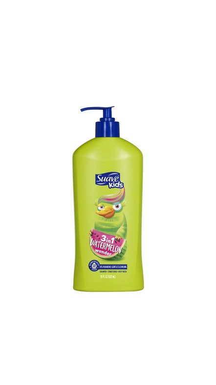SUAVE KIDS WATERMELON WONDER 3-IN-1 SHAMPOO & CONDITIONER & BODY WASH 532ML سواف شامبو للأطفال متعدد الاستخدامات برائحة البطيخ