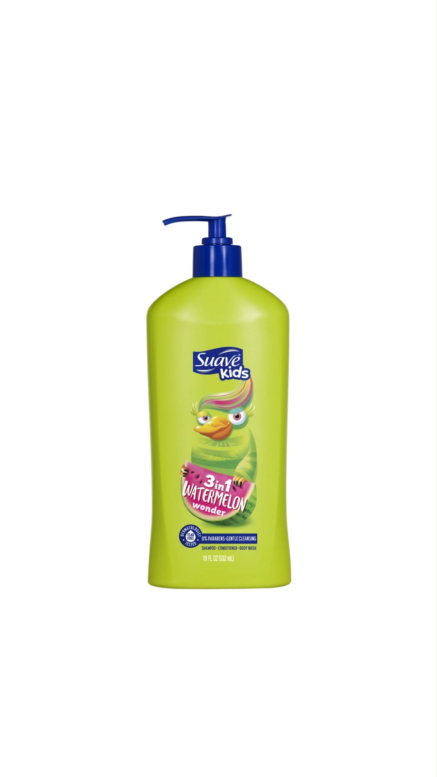 SUAVE KIDS WATERMELON WONDER 3-IN-1 SHAMPOO & CONDITIONER & BODY WASH 532ML سواف شامبو للأطفال متعدد الاستخدامات برائحة البطيخ