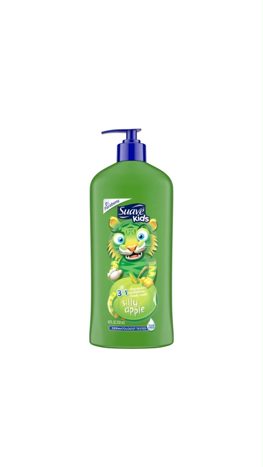 SUAVE KIDS SILLY APPLE 3-IN-1 SHAMPOO & CONDITIONER & BODY WASH 532ML سواف شامبو للاطفال متعدد الاستخدامات برائحة التفاح
