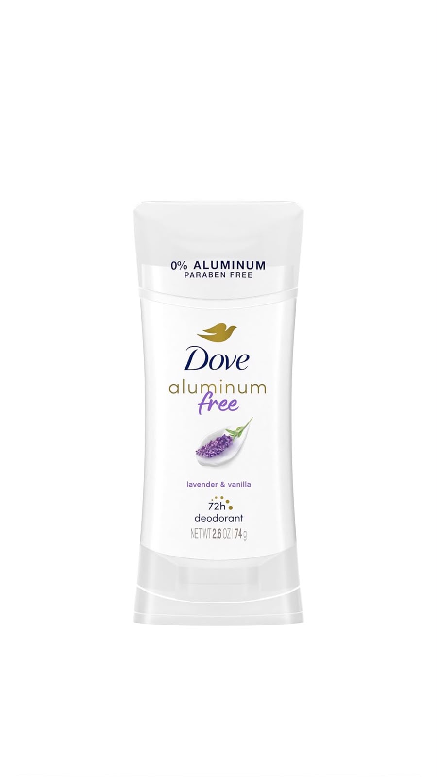 DOVE ALUMINUM FREE LAVENDER & VANILLA DEODORANT 74G دوف مزيل تعرق ستك خالي من الألومنيوم برائحة الفانيليا واللافندر