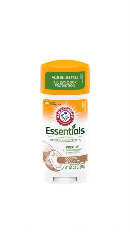 ARM & HAMMER ESSENTIALS COCONUT GERANIUM DEODORANT 71g أرم أند هامر مزيل تعرق ستك برائحة جوز الهند وابرة الراعي