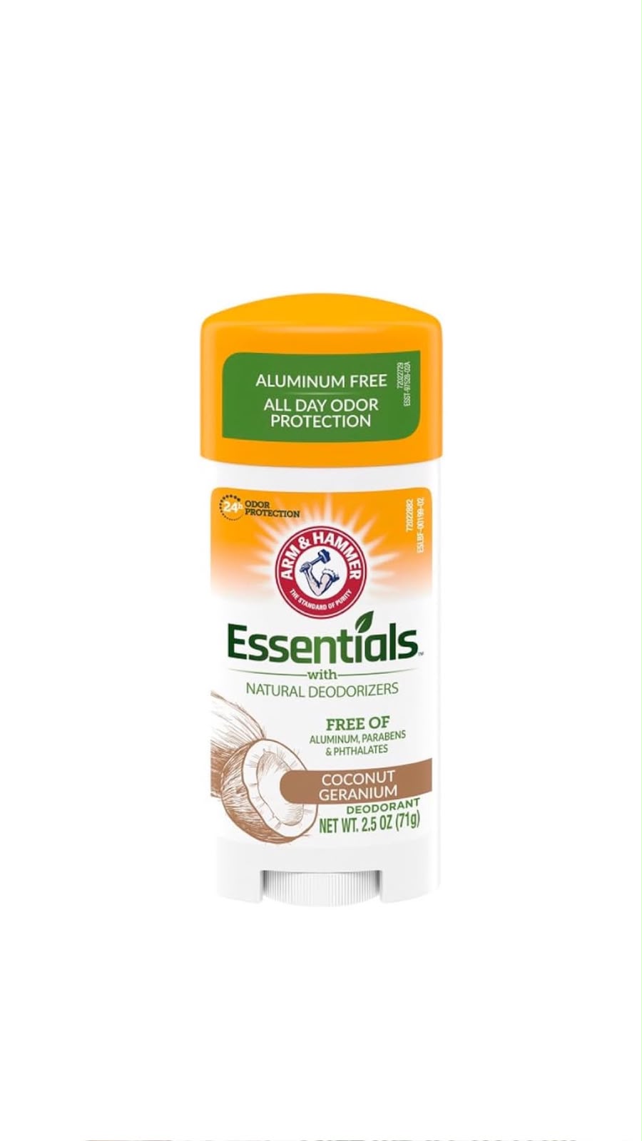 ARM & HAMMER ESSENTIALS COCONUT GERANIUM DEODORANT 71g أرم أند هامر مزيل تعرق ستك برائحة جوز الهند وابرة الراعي