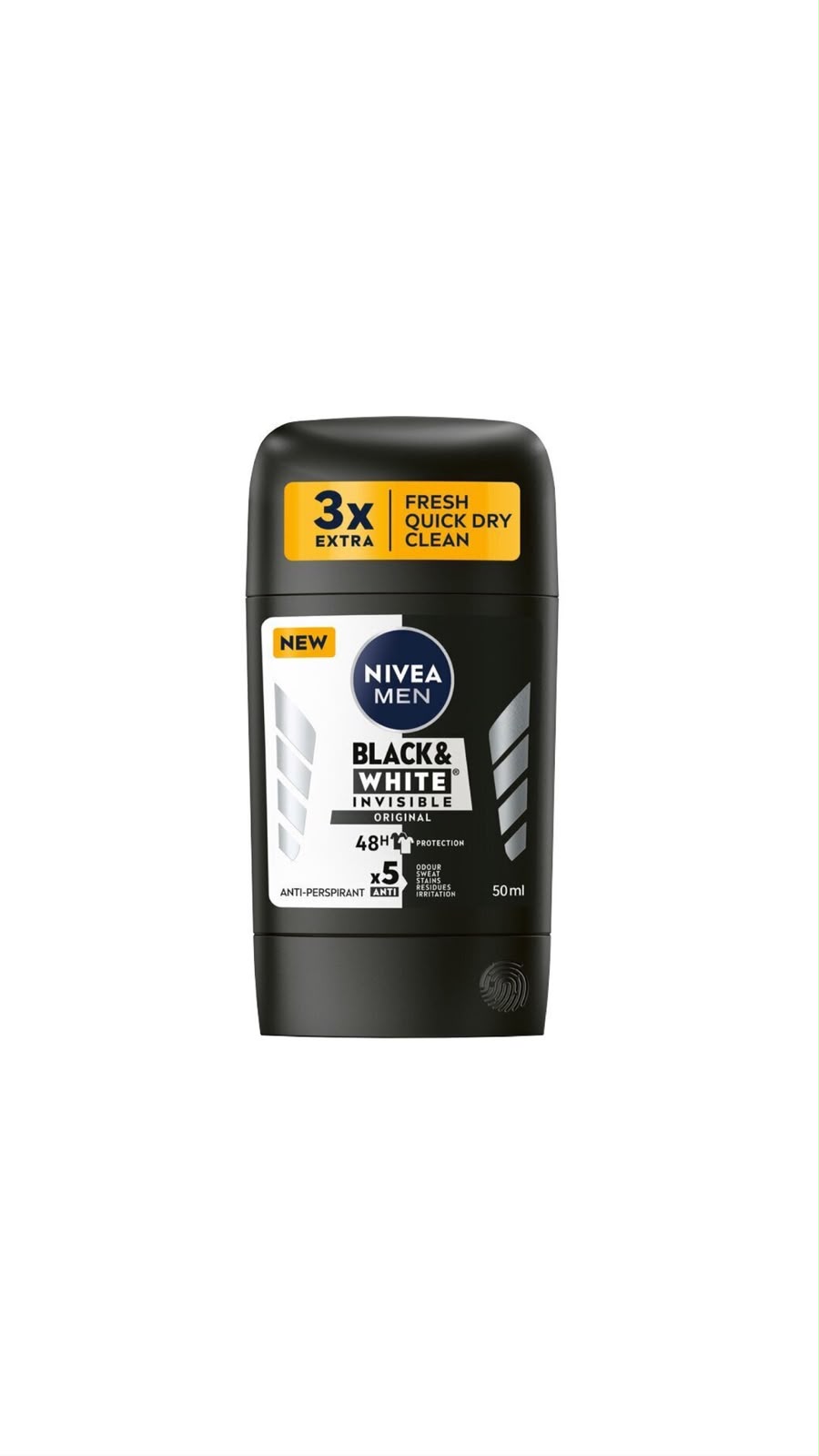 NIVEA MEN BLACK & WHITE 48H INVISIBLE ORIGINAL STICK 50ML نيفيا مزيل تعرق ستك للرجال