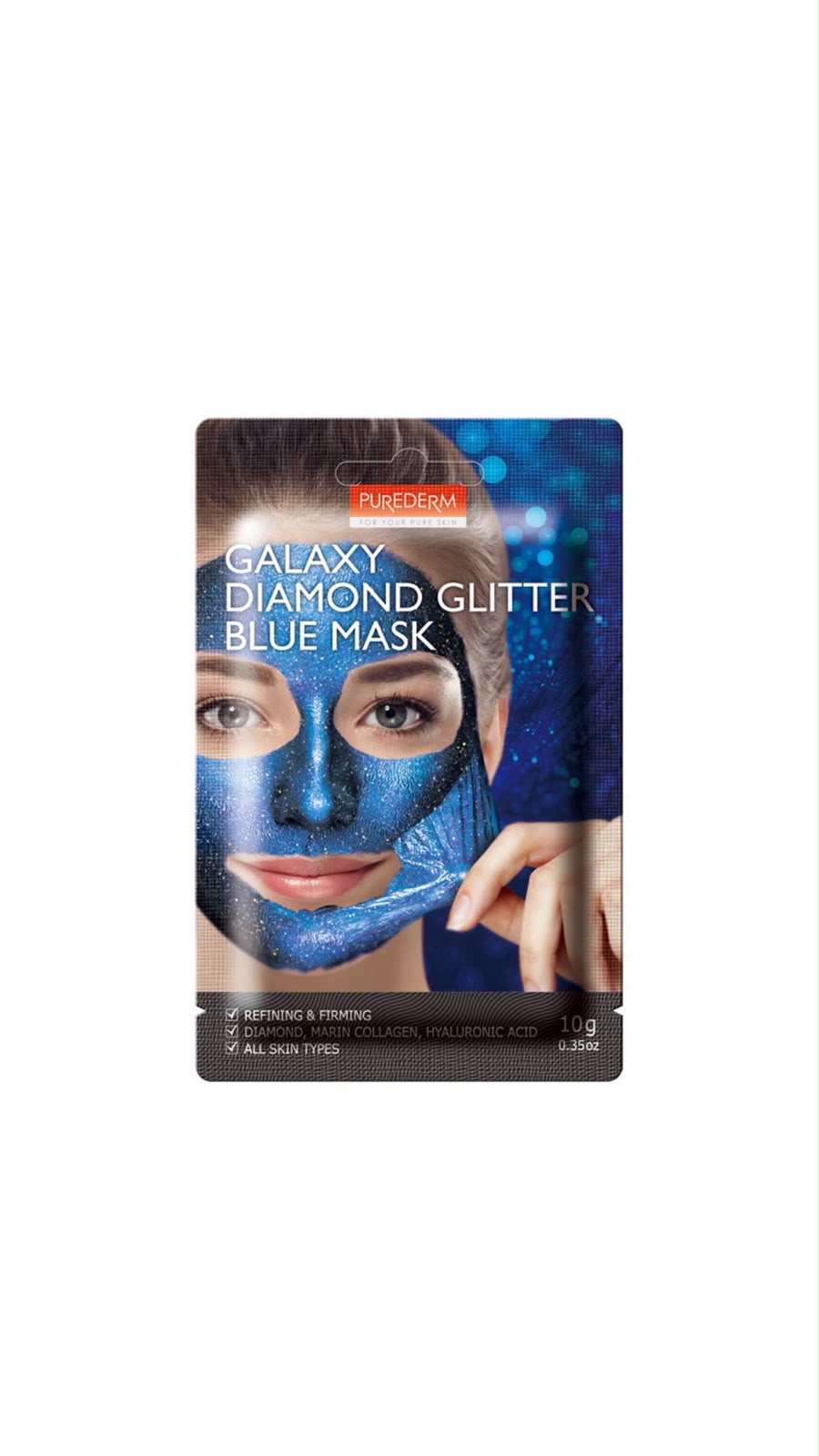 PUREDERM GALAXY DIAMOND GLITTER BLUE MASK 10g بيورديرم ماسك تقشير الوجه