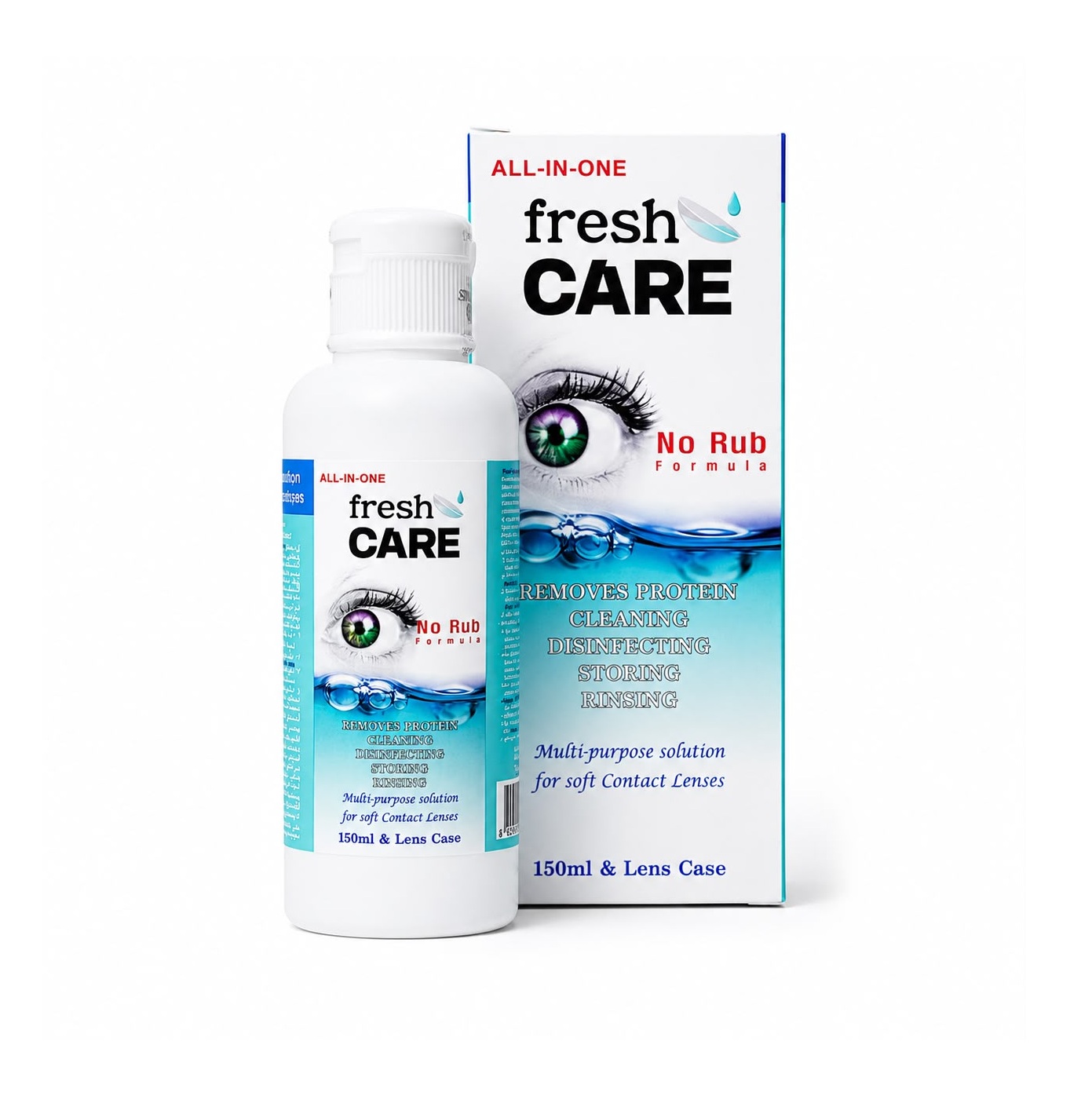 FRESHCARE Multi Purpose Solution For Soft Contact lenses 150ml سيروم العناية بالعدسات اللاصقة يحافظ على نظافة العدسات وجودتها