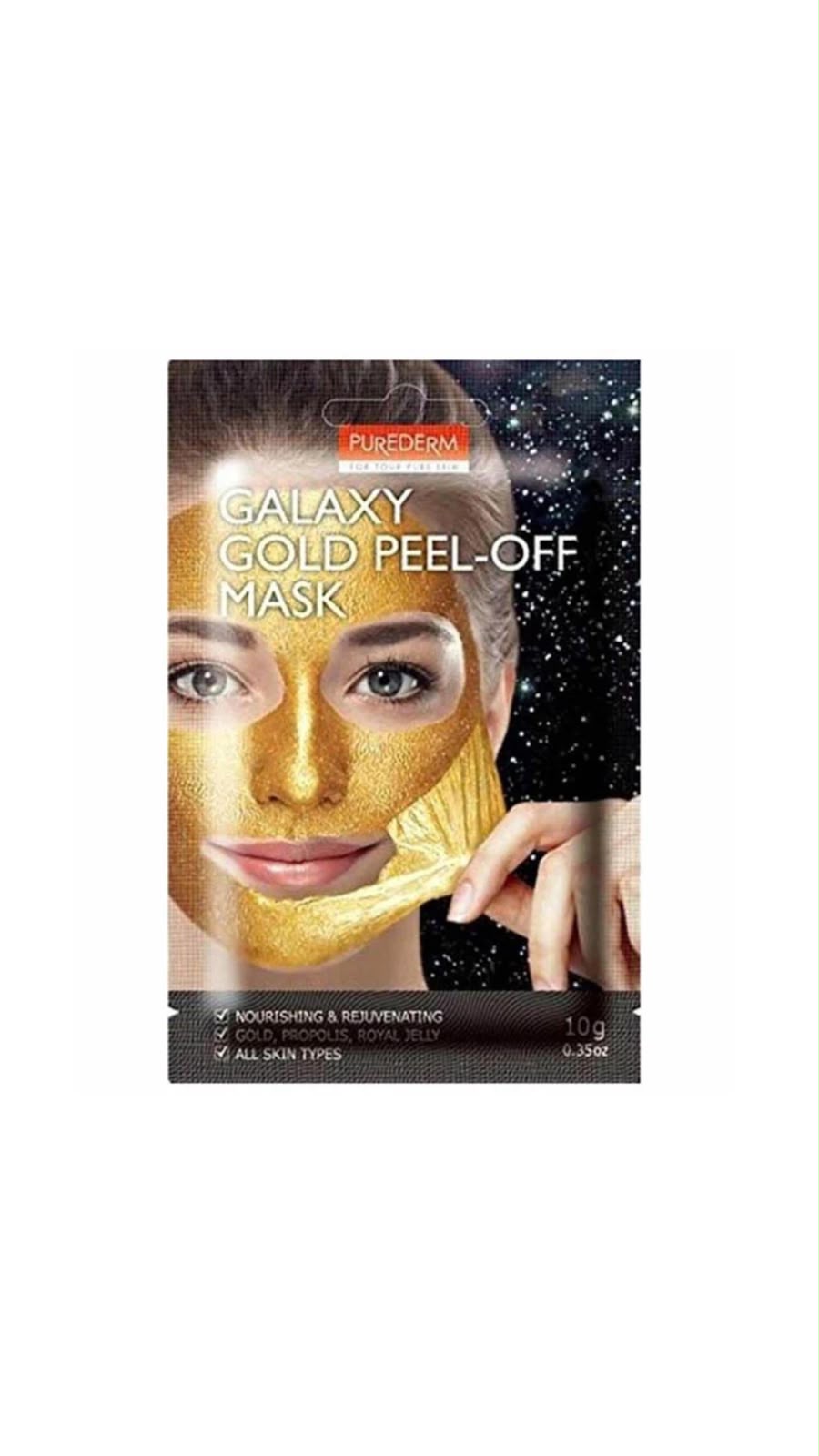 PUREDERM GALAXY GOLD PEEL-OFF MASK 10g بيورديرم ماسك الوجه الذهبي المقشر والمغذي للبشرة