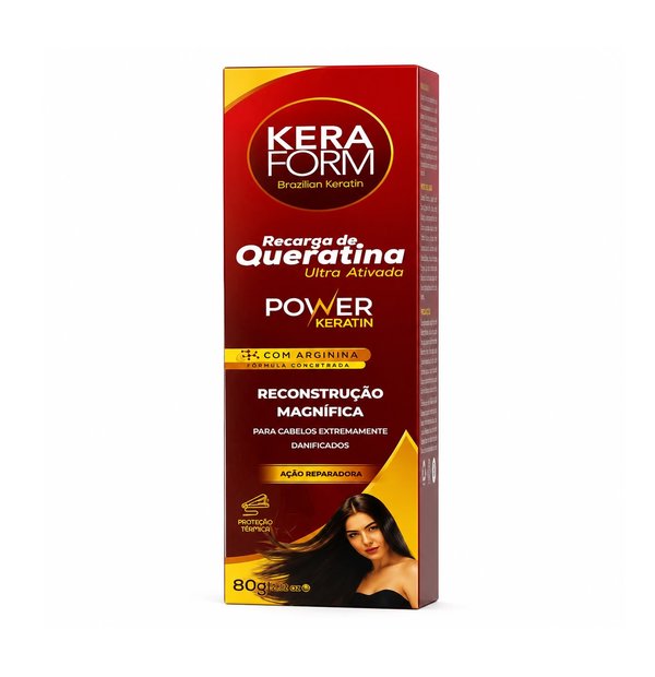 SKAFE KERAFORM Brazilian Power Keratin Ultra Ativada Com Arginina Reconstrucao Magnifica 80g كيرافورم معالج شعر يعيد بناء الالياف التالفة و يقلل التجعد 