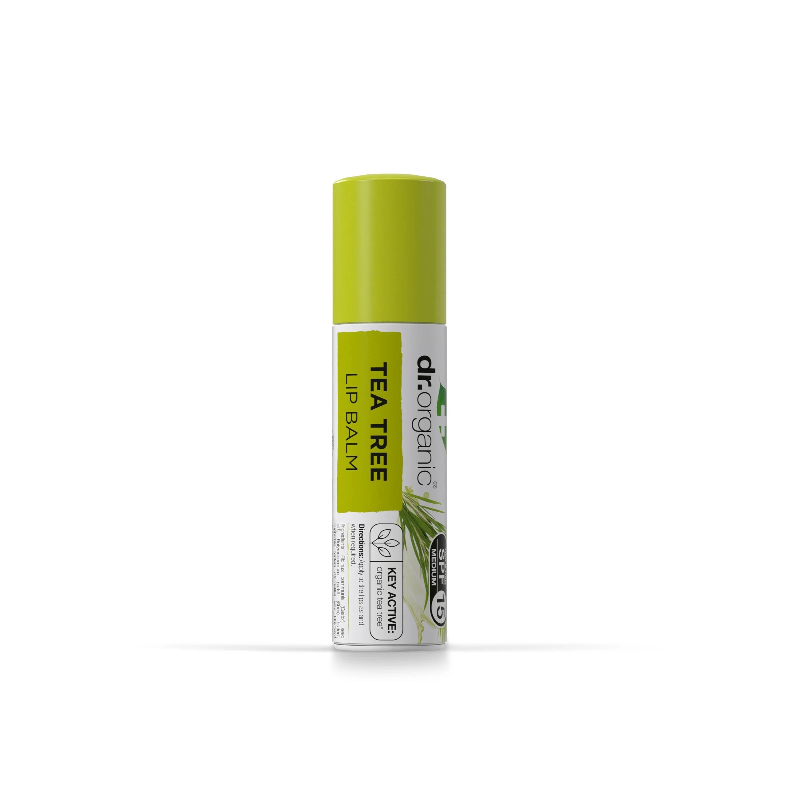 DR.ORGANIC Tea Tree Lip Balm with SPF 15 دكتور اوركانك مرطب شفاه بزيت شجرة الشاي مع عامل حماية من الشمس