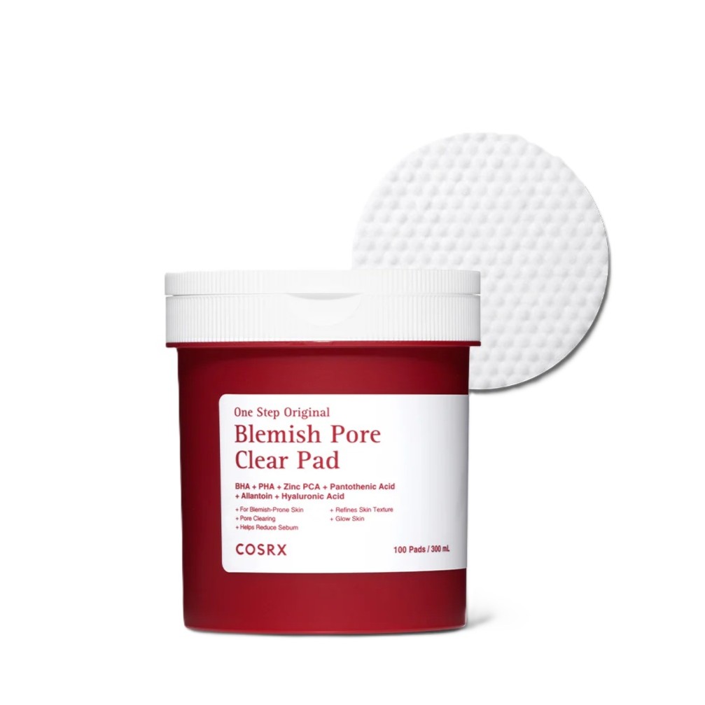 COSRX One Step Original Blemish Pore Clear Pad 300ml / 100 Pads  كوزركس بادات مقشرة تساعد على تنظيف البشرة بلطف