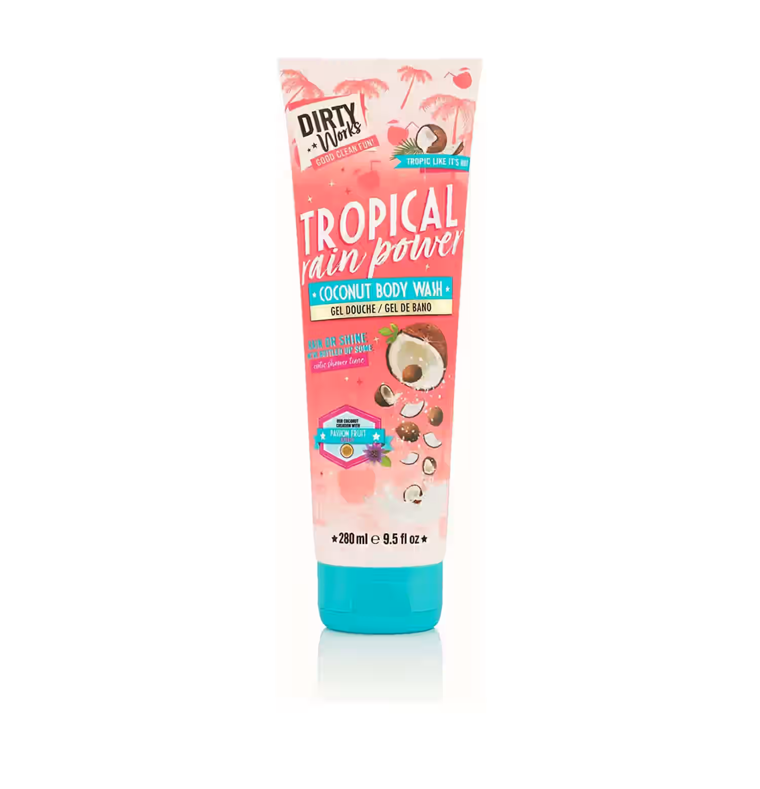 DIRTY WORKS Tropical Rain Power Coconut Body Wash 280ml ديرتي ووركس غسول جسم برائحة جوز الهند