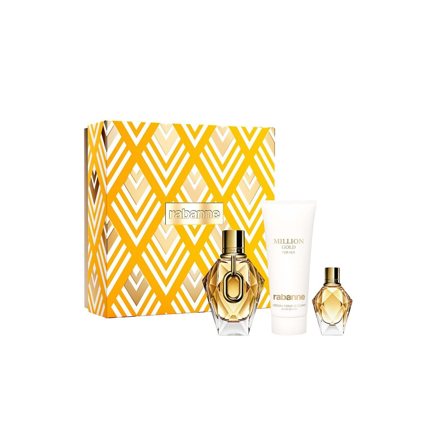 PACO RABANNE Million Gold For Her Eau de Parfum Gift Set (90ml + 5ml + Body Lotion 100ml) باكو روبان مجموعة هدايا للنساء