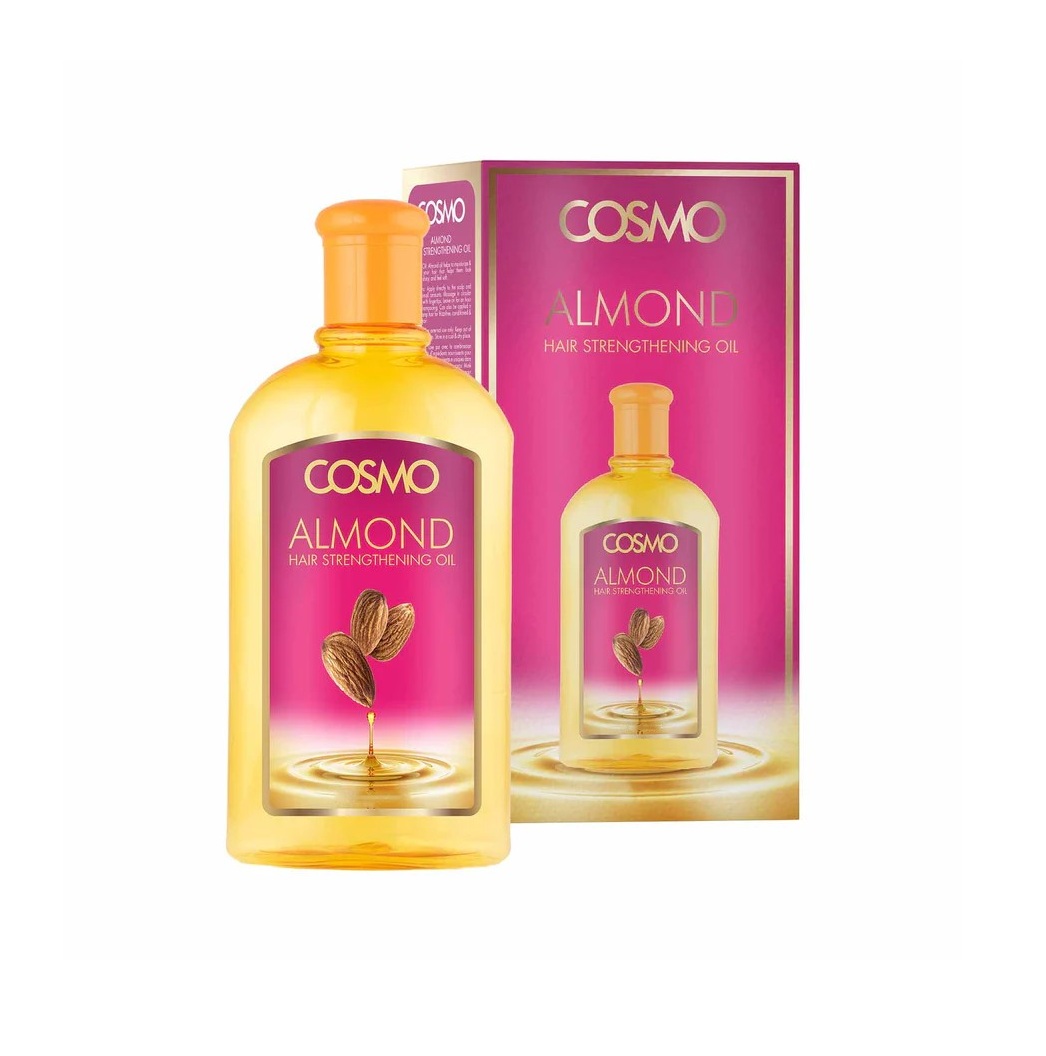 COSMO Almond Hair Strengthening Oil 325ml كوزمو زيت اللوز للشعر يرطب الشعر، يقويه ويمنحه نعومة