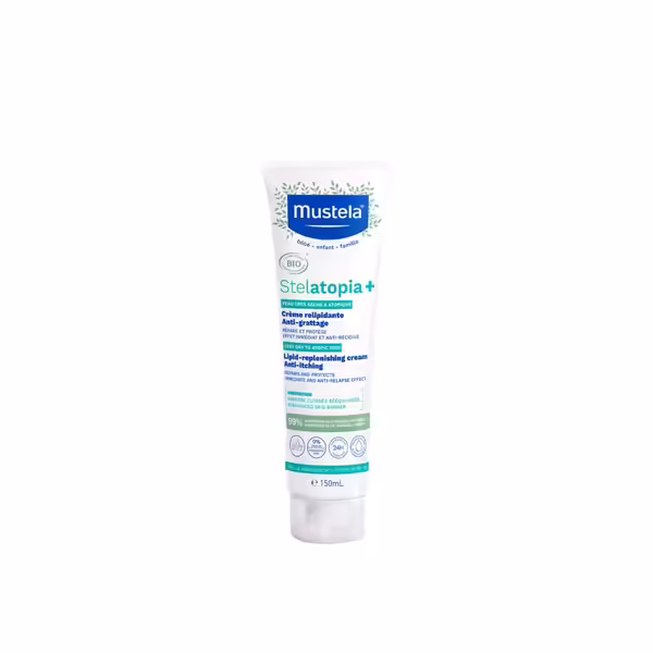 MUSTELA Stelatopia+ Lipid-Replenishing Cream Soothes Discomfort 150ml موستيلا كريم يرطب البشرة الجافة بعمق، يهدئ الحكة، ويقوي حاجز البشرة 