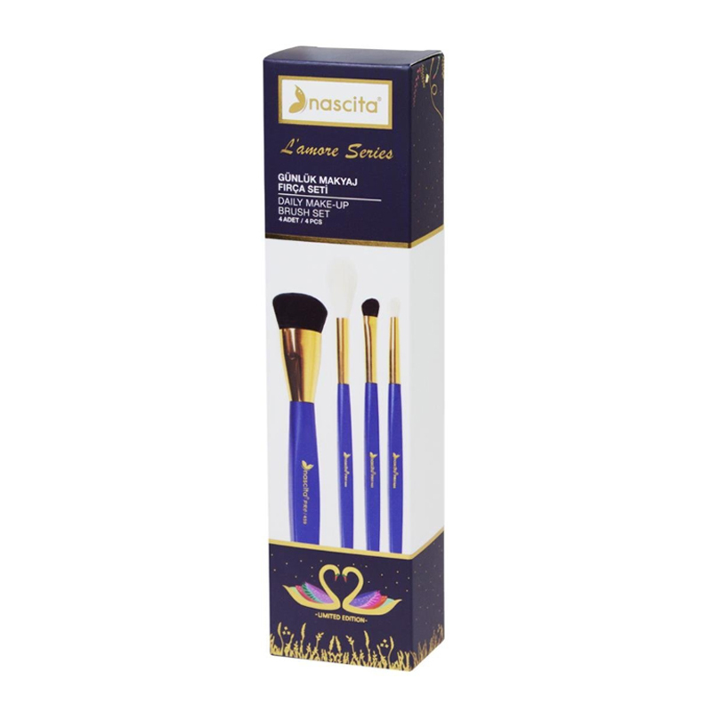 NASCITA Lamore Series Everyday Makeup Brush Set Blue 107 4PCS ناسيتا مجموعة سيت فرش المكياج