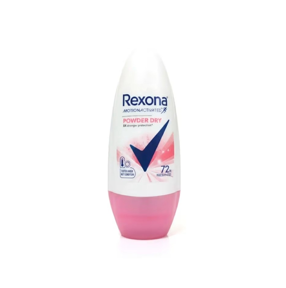 REXONA Powder Dry Roll-On Deodorant 72h ريكسونا مزيل عرق للنساء يمنح انتعاشًا وجفافًا سريعًا