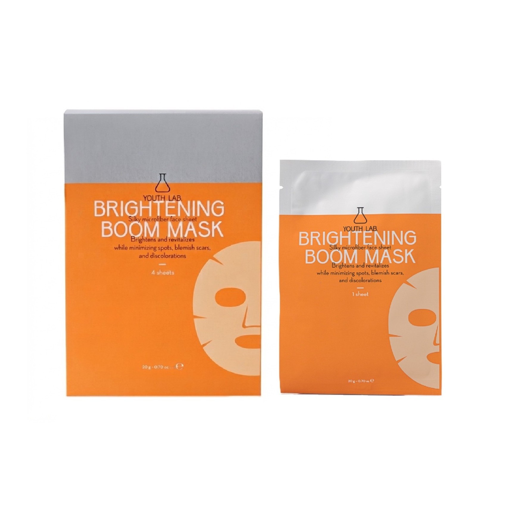 YOUTH LAB Brightening Boom Masks (4 sheets x 20g) يوث لاب ماسك ورقي مكثف لتعزيز الاشراقة وتوحيد لون البشرة
