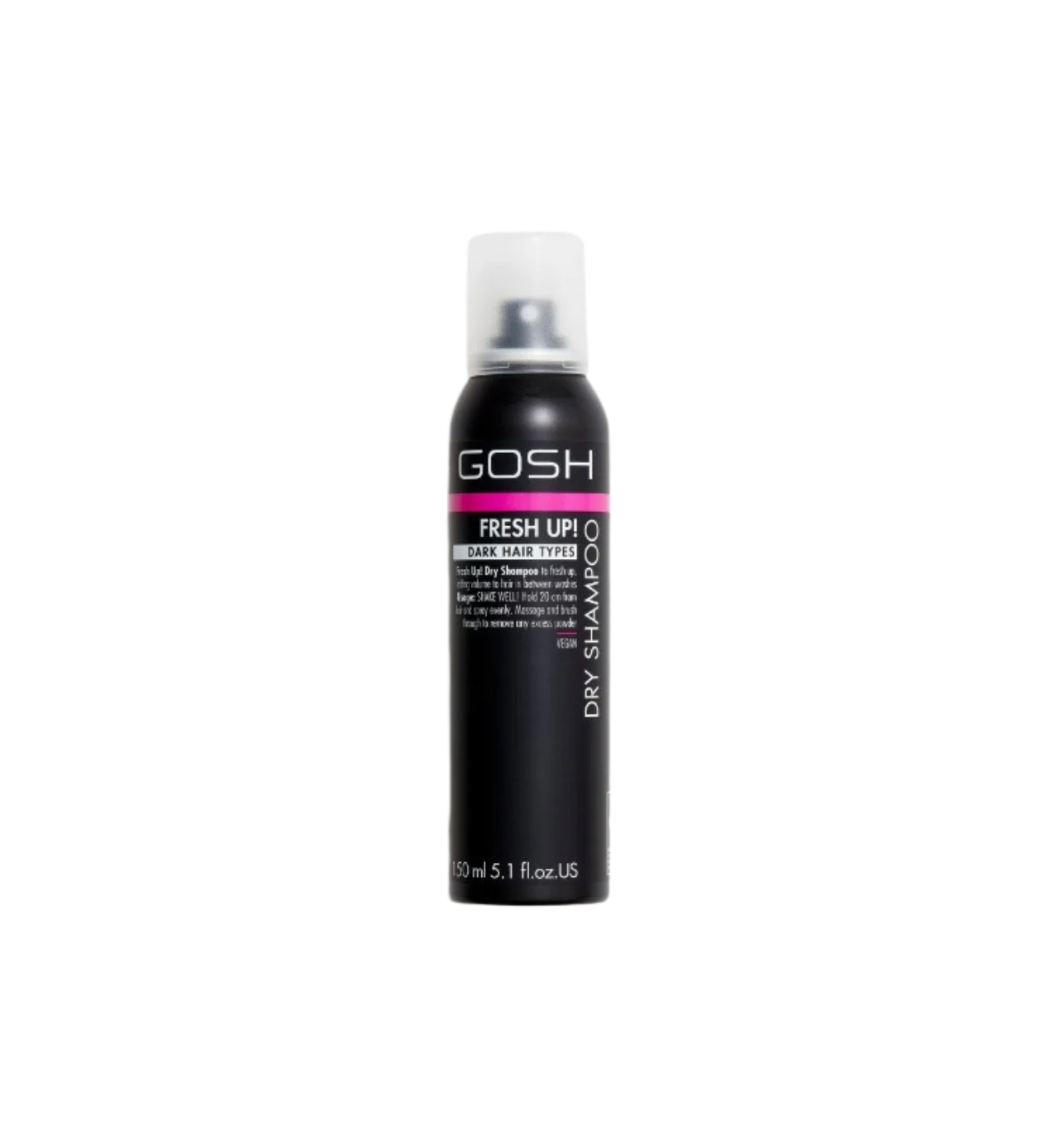 GOSH Dry Shampoo Fresh Up Dark Hair Types 150ml كوش شامبو جاف للشعر الداكن يمتص الزيوت الزائدة سريعًا، ينعش الشعر ويمنحه مظهرًا نظيفًا