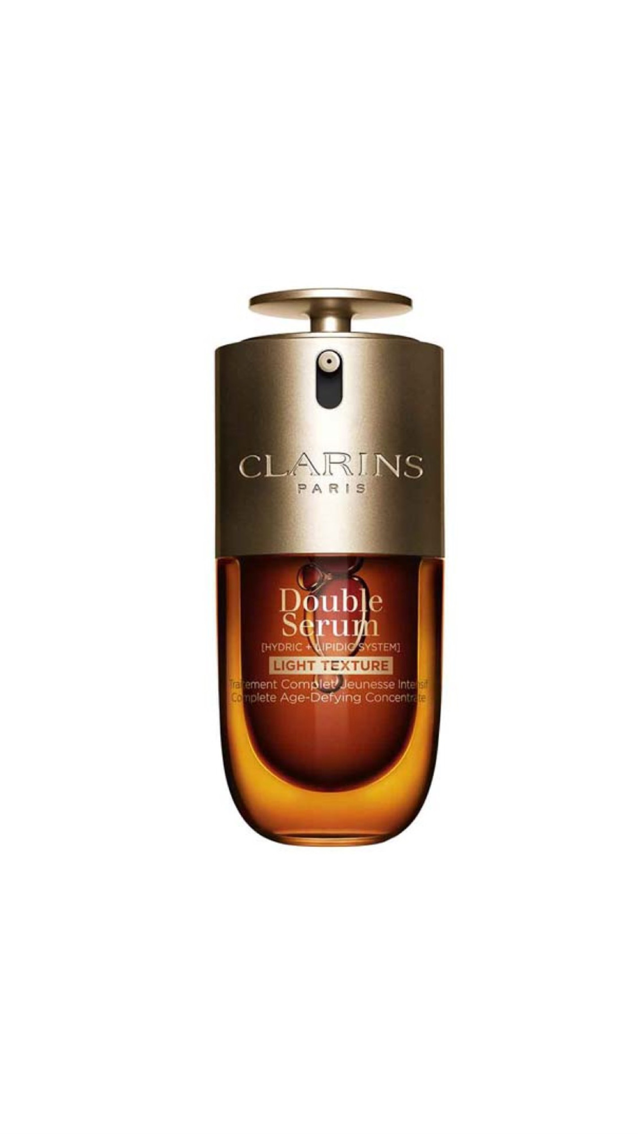 CLARINS PARIS DOUBLE SERUM [HYDRIC + LIPIDIC SYSTEM] LIGHT TEXTURE COMPLETE AGE-DEFYING CONCENTRATE 30ml كلارنس سيروم متطور مزدوج للعناية بالبشرة بالنسخة المخففة