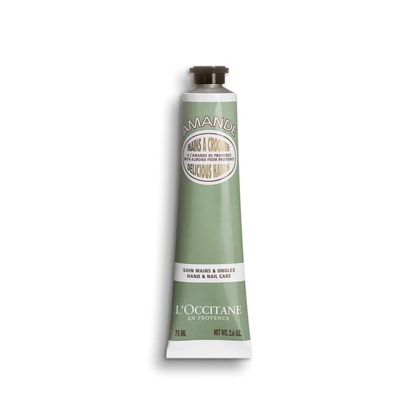 L'OCCITANE Almond Delicious Hands Hydrating Cream Hand & Nail Care 75ml  لوكسيتان كريم العناية باليدين والاظافر غني بزيت وحليب اللوز