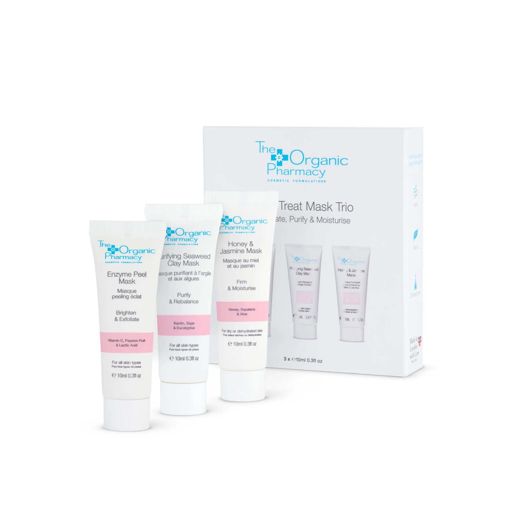 THE ORGANIC PHARMACY Skin Treat Mask Trio (3x10ml)  ذا اوركانك فارمسي مجموعة ماسكات مرطبة ومقشرة للبشرة